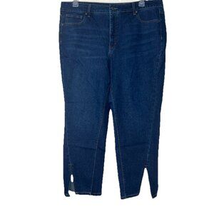 Time And Tru Dark Wash Jeans Slit Front Sz 18 Regular High Rise